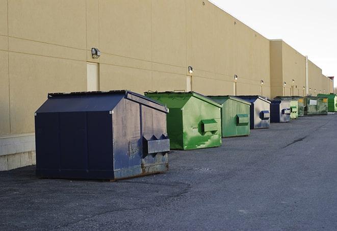 a pack of different construction bins lined up for service in East Rochester